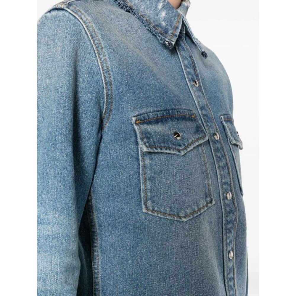 CHLOE Women's Distressed Denim Shirt Women CLEAR BLUE Shirts